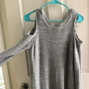 Gray open shoulder sweater